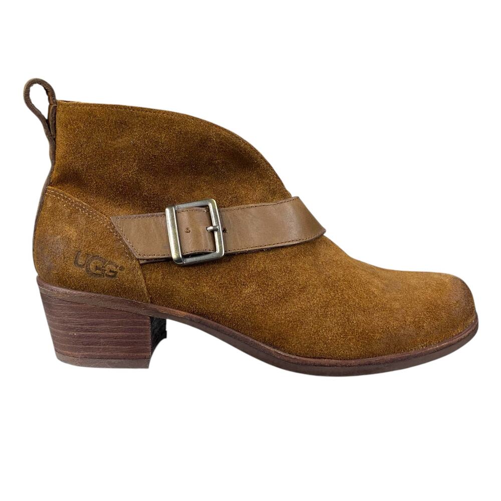 UGG Women’s Wright Brown Suede Beletd Ankle Boot Size US 6